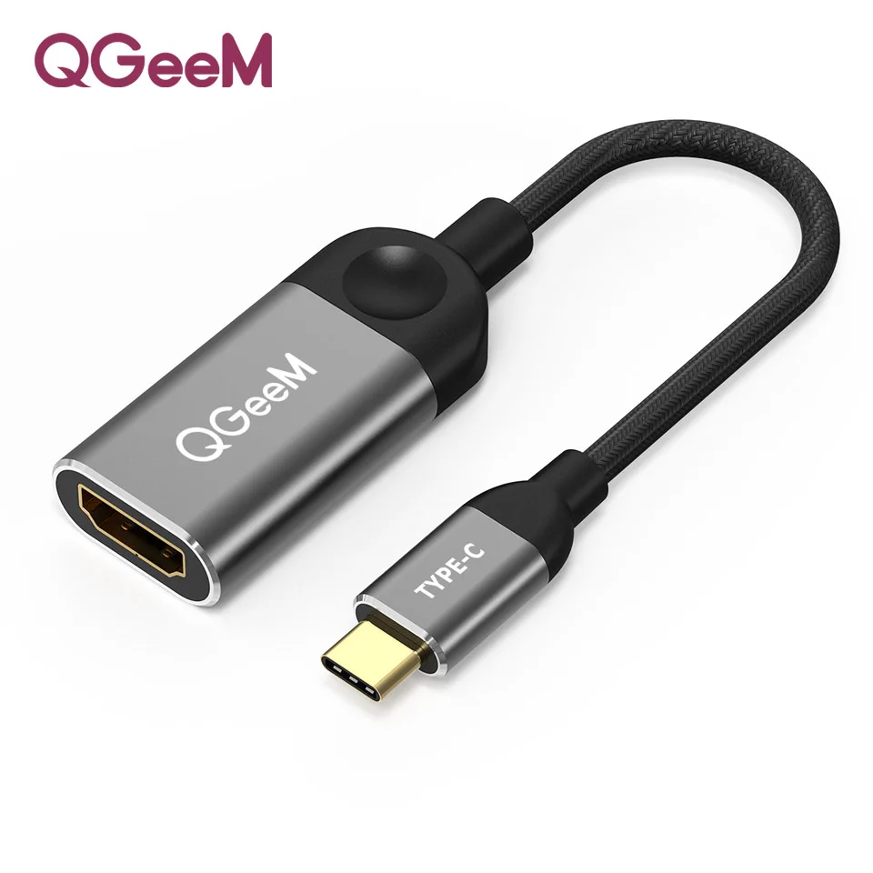 QGeeM USB C адаптер HDMI VGA Тип usb с разъемами типа c и HDMI 4 K мужчин и женщин для MacBook Pro ChromeBook huawei P20 galaxy S9 USB C на HDMI - Цвет: usb c to hdmi