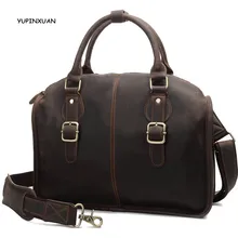 YUPINXUAN Europe Vintage Crazy Horse Leather Handbags for Men Cow Leather Shoulder Bags Retro 14″ Laptop Messenger Bag Russia