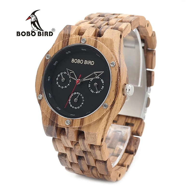 BOBO BIRD V-N11 High Quality Luxury Watches Men All Zebra Wood Quartz Wristwatch for Male as Gift relojes hombre