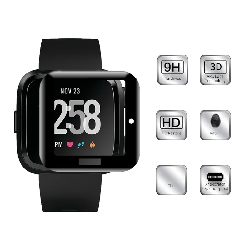3D изогнутый протектор экрана из закаленного стекла для Fitbit Versa фитнес трекер часы