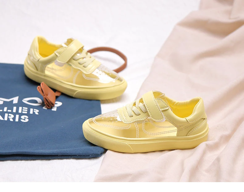 Детская прозрачная обувь для девочек весна натуральная кожа кроссовки мальчики мода мягкое дно легкие спортивные туфли для девочек хип-хоп