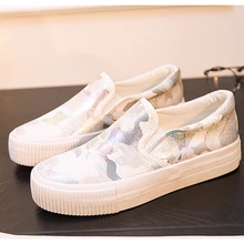 platform Arrival Spring Women Fashion Canvas Casual Shoes Zip Graffiti Zapatos Mujer Foot Zapatillas Deportivas flat shoes z156
