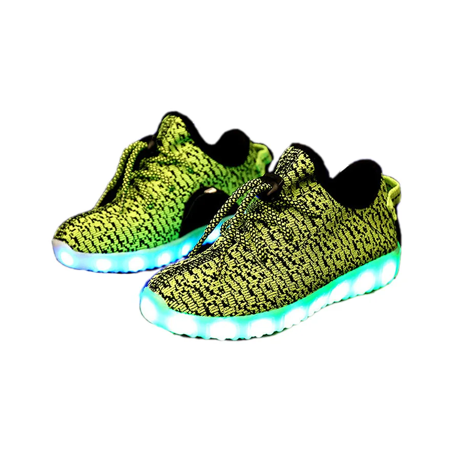 

LED lighted kids causal sneaker shoes knitted breathable running shoes for 4-15yrs children kids students boys girls sport shoes