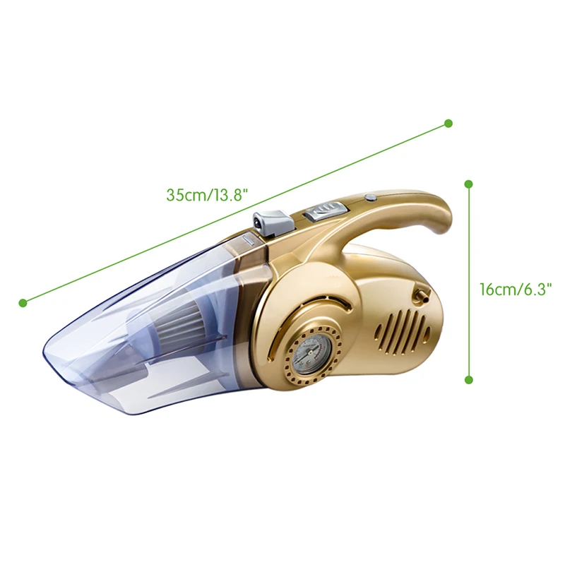 

Car Vacuum Cleaner 4in1 Car Vacuum Cleaner for Car Wet Dry Dust Buster Handheld Tire Inflator with LED Light Tire Pressure Gauge