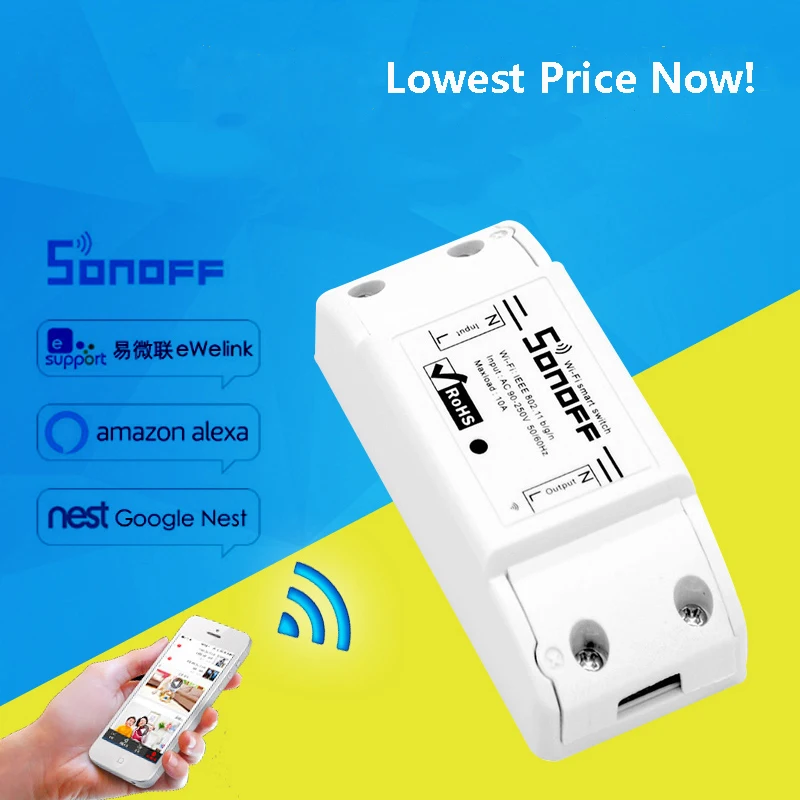 2018 Новый 1CH Sonoff Wi-Fi реле модуля AC 90 В-250 В 220 Беспроводной таймер выключения света