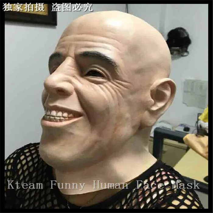 

Halloween Party Cosplay Realistic Fancy Dress Stag Party Latex Human Mask Hard Man Latex Bald Head Mask Adults Man Face Mask Toy