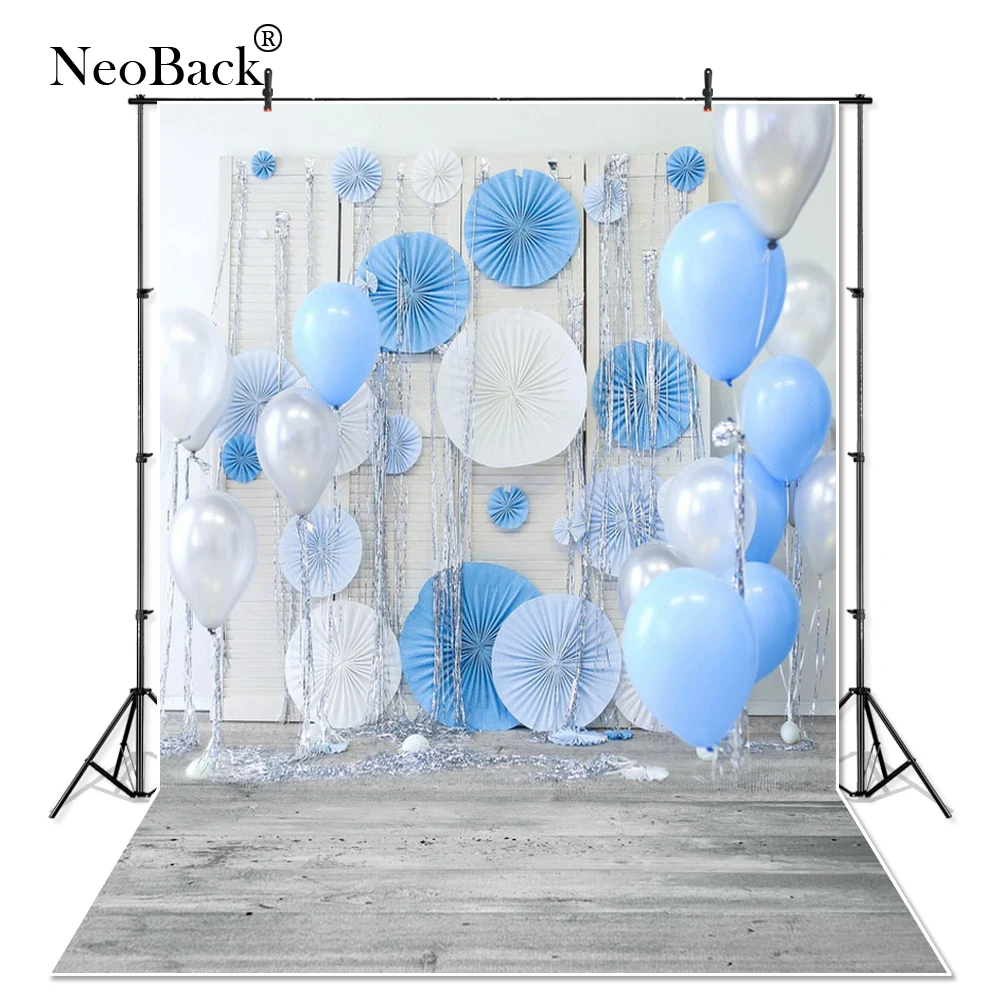 Виниловый тканевый фон NeoBack для фотосъемки новорожденных детей с голубым