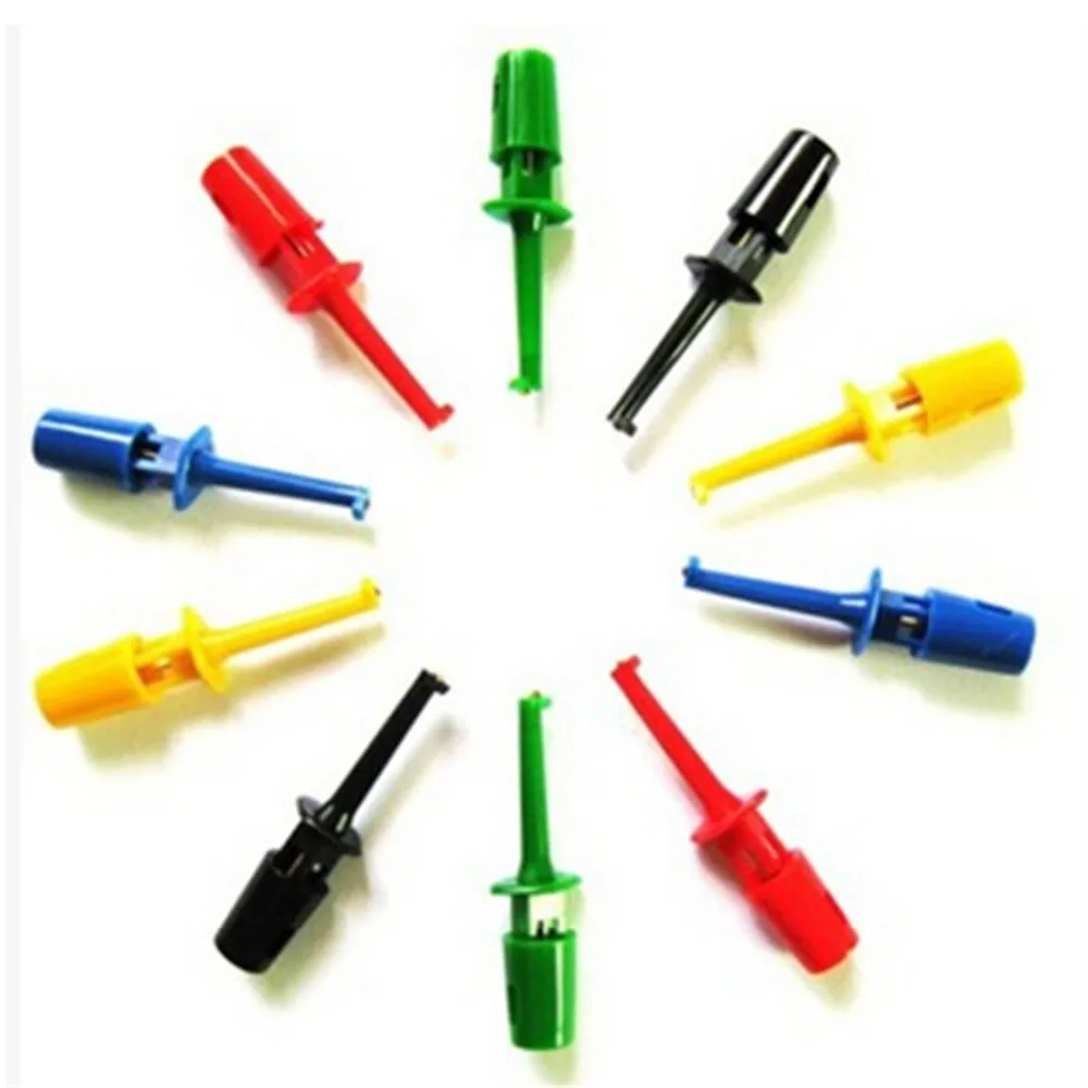 

10pcs ABS Plastic Mini Test Probe Hooks Multimeter Lead Wire Kit Test Hook Clip Electronic Mini Repair Probe Set Mix Colors