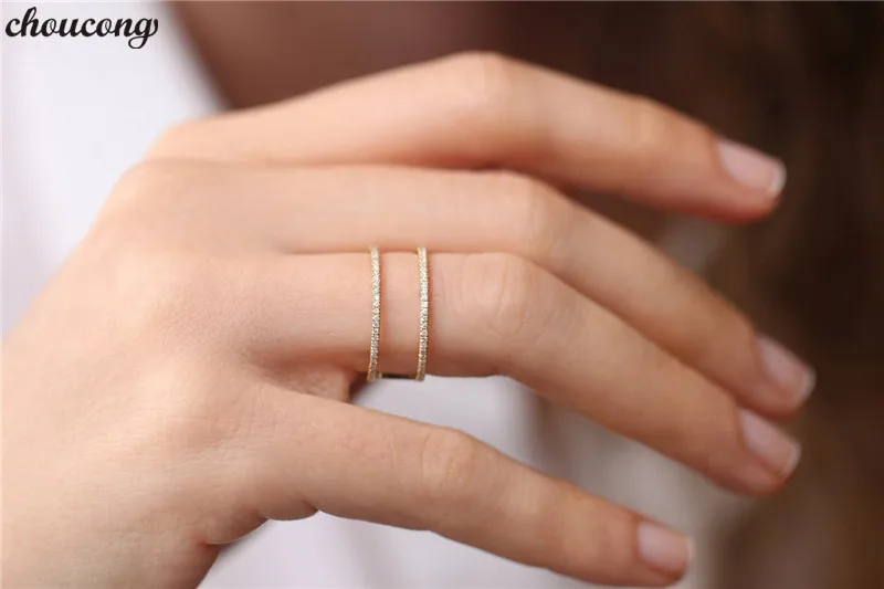 

choucong 3 style Letter Ring Rose Gold Filled Pave setting AAAAA cz Engagement Wedding Band Rings For Women Finger Jewelry