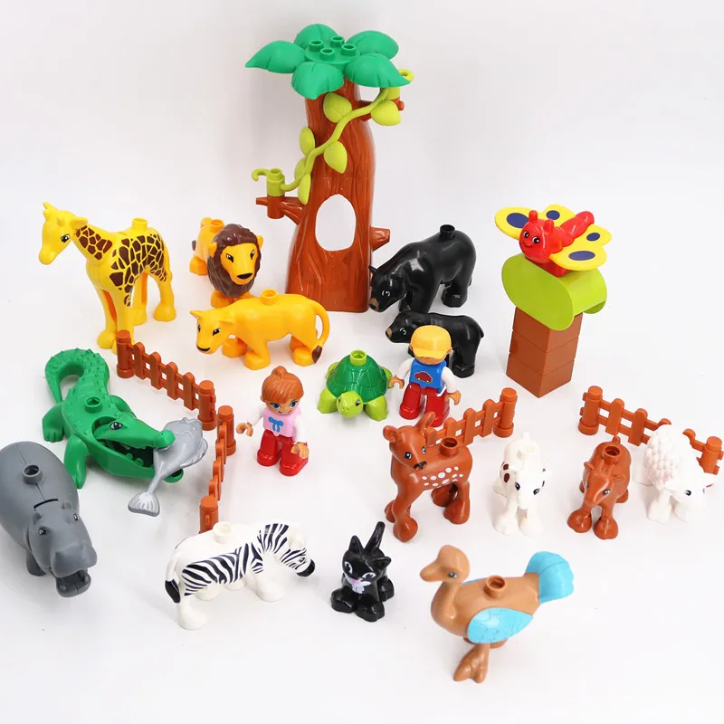 

Big Size Animals Wild Zoo Legoingly Duploe Diy Sreies Model Figure Building Blocks Set Elephant Horse Toys for Christmas Gifts
