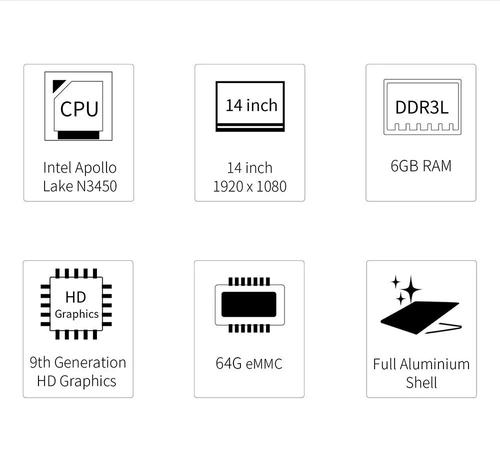 NEW Original Jumper EZbook 3L Pro Notebook 14'' Ultrabook Laptop Windows 10 Apollo Lake N3450 6GB/64GB eMMC SSD Alumininum Shell