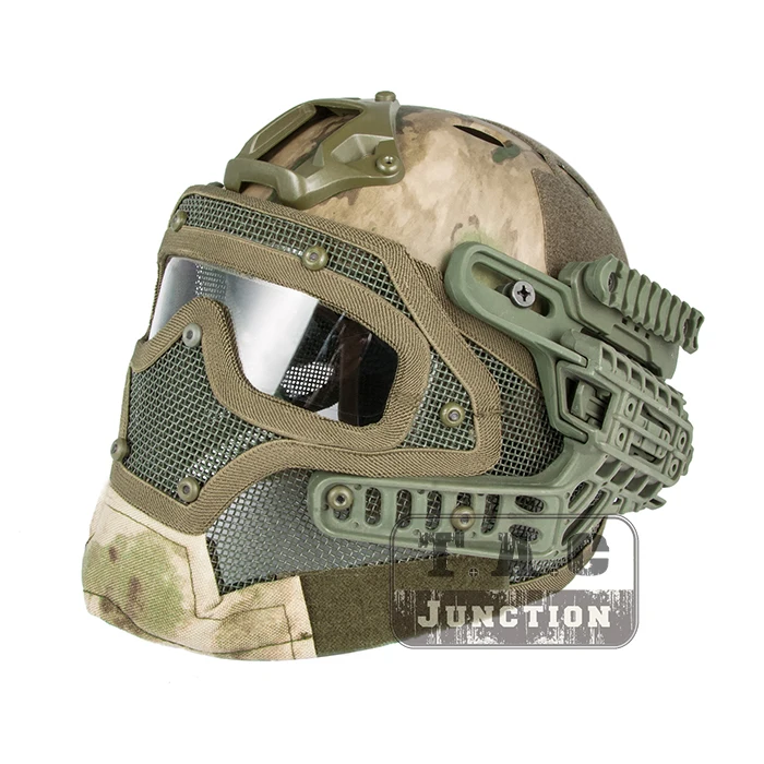 

Tactical Airsoft FAST PJ Advanced Adjustment Protective Multi-function G4 Full Facial Armor System Combat Helmet w/ Goggle Mask