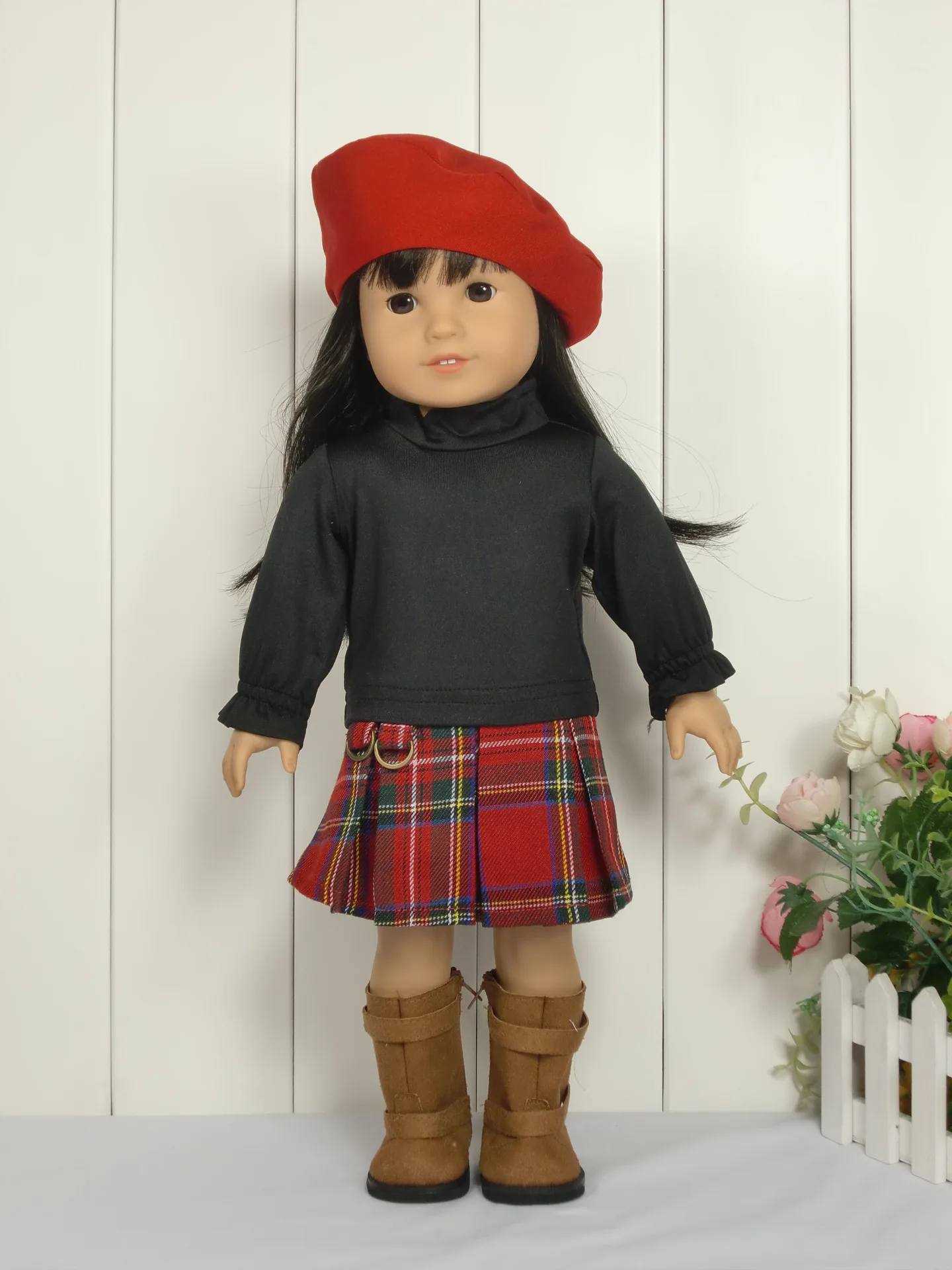 3 шт./компл. 1hat+ 1 футболка+ 1 платье Шотландия, костюм с платьем для 18-дюймовые куклы, американские девочки: 45 см кукла аксессуары