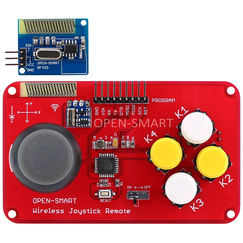PS2 Joystick Keypad RF 433MHz Wireless Joystick Game Remote Controller Module Transceiver Kit for Smart Car / 4-axis Aircraft