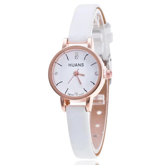 Женские часы от роскошного бренда Geneva женские тонкие часы с браслетом из искусственной кожи аналоговые кварцевые наручные часы relogio feminino - Цвет: White