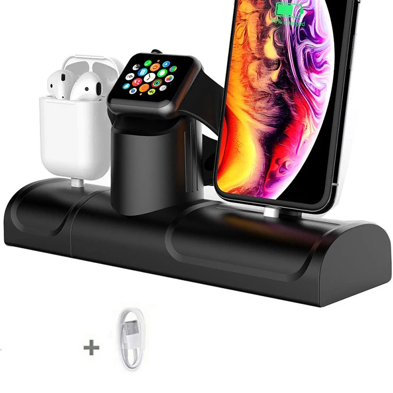 Зарядная док станция 3 в 1 для Airpods Pro силиконовая Iphone 11 Держатель зарядного