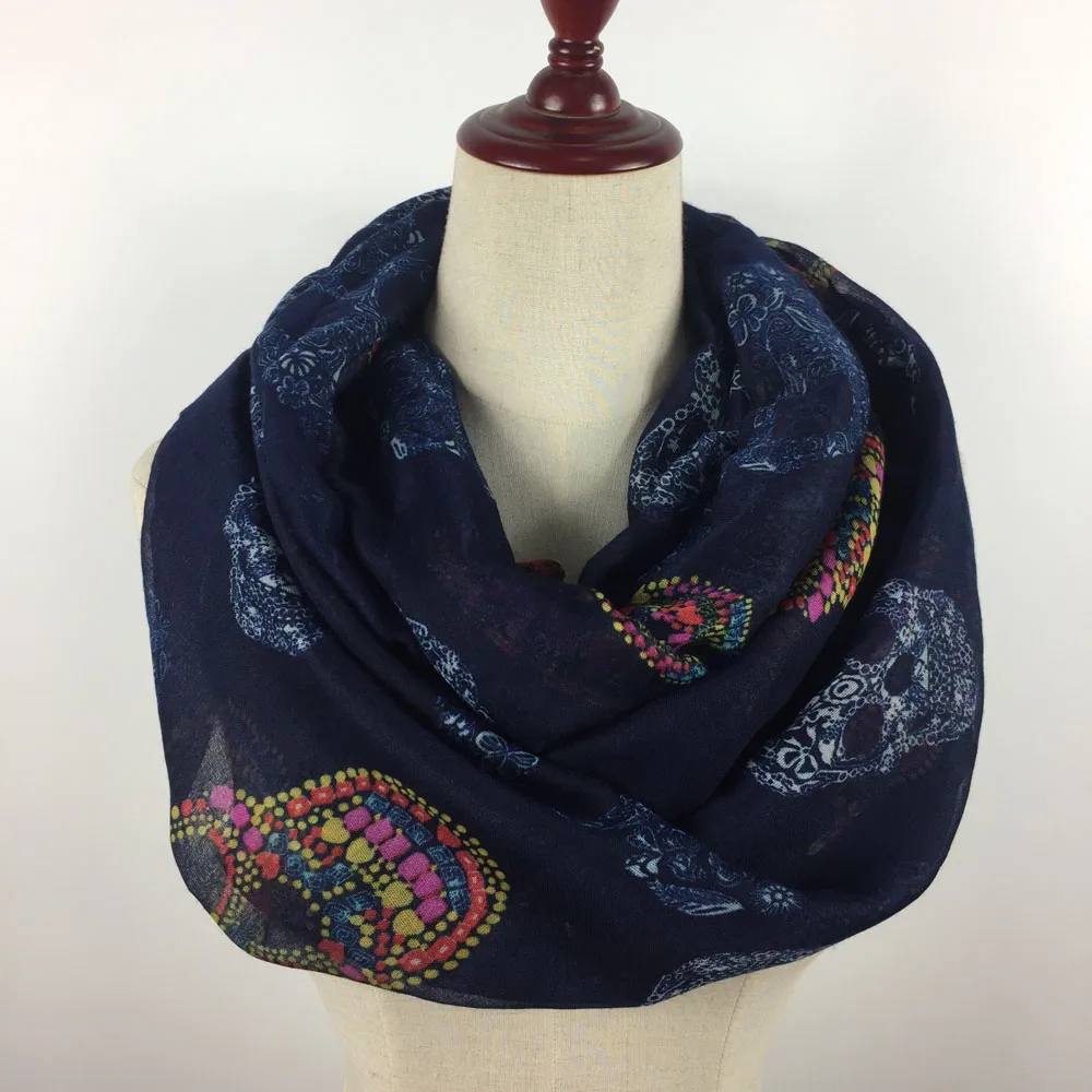 

2018 skull Pattern Print infinity Scarf Wrap Shawl High Quality Neckerchief Popular Style Beautiful Ladies loop Scarves