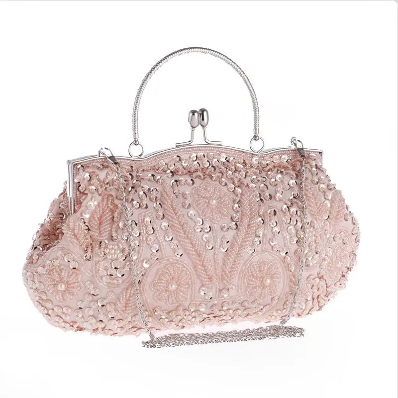 

Classic Vintage Craft Beaded Handbag Women Wallet 2020 New Fashion Purse Women Wedding Bag Red