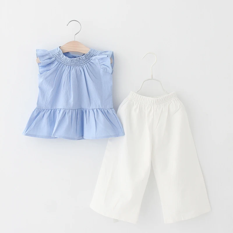 Bear leader/комплекты одежды для девочек, лето, брендовая многослойная Детская рубашка без рукавов с оборками и цветочным принтом+ короткие штаны для девочек 3-7 лет
