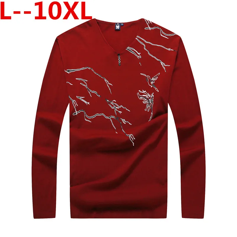 

PLus 10XL 8XL 6XL New Autumn Men Long Sleeve T shirt Cotton High Quality Pullover Casual Fashion Shirt Brand Clothes Big large