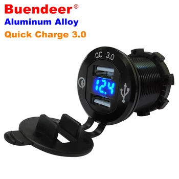 

12V 24V QC 3.0 Quick Charge Dual USB Charger Socket Power Adapter LED Display For Car Boat Motorcycle Dustproof Cover Refit