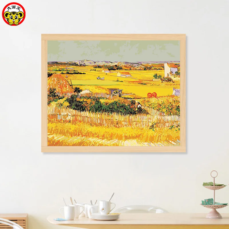 Vul Kleur Van Gogh Oogst Beroemde Schilderij Veld Herfst Tarwe Veld Outdoor  Farm Pastorale Schilderen Gebied Handgemaakte Decoratie Gif|Schilderen op  nummer| - AliExpress