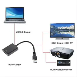 Алюминиевого сплава высокого Скорость USB 3.0 HDMI конвертер графический адаптер multi Дисплей кабель HD 1080 P для ПК Тетрадь проектор HDTV