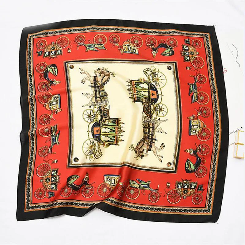 

60x60cm 2018 Luxury Brand Warships Print Women Twill Silk Scarf Small Square Scarves New Fashion Choker Neck Tie Hijab Headband