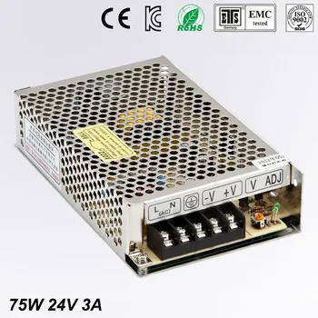 

Best quality 24V 3A 75W Switching Power Supply Driver for LED Strip AC 100-240V Input to DC 24V free shipping