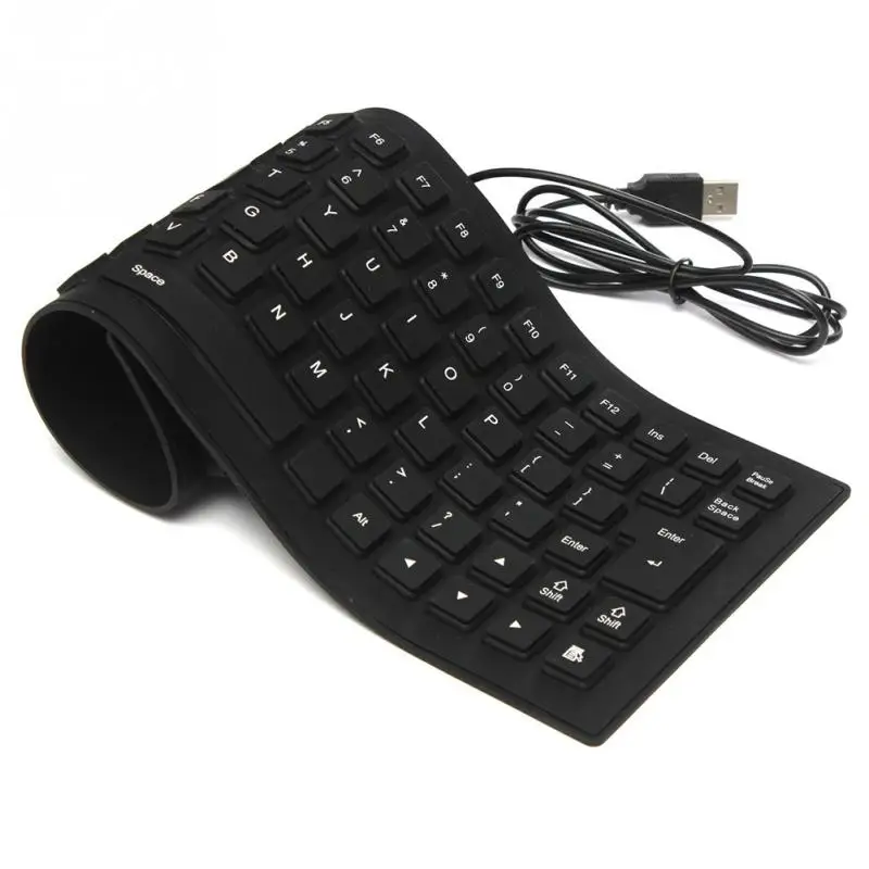 

USB 2.0 Foldable PC Keyboard 85 keys Keyboard With 121cm Cable Length Durable Comfortable Silicone Keyboard for Laptop Notebook