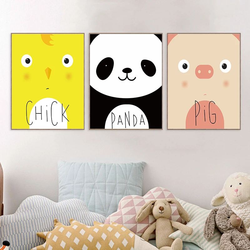 Canvas Art Print Poster, cartoon animals ,Wall Pictures For Home