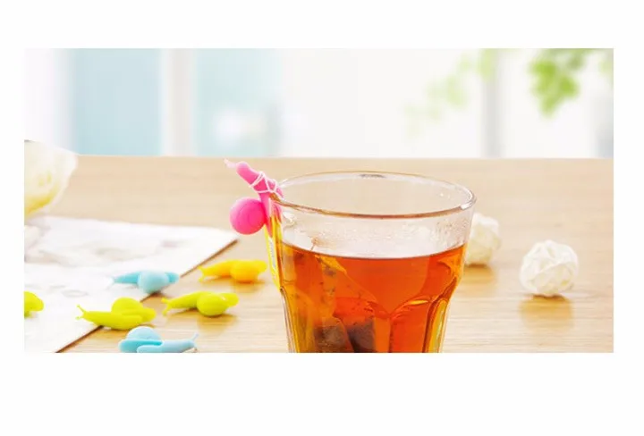 7 5PCS Cute Snail Silicone Tea Bag Hanging Mug Cup Clip Tea Infuser Easter Birthday Party Supplies Wedding Decoration Kids Gifts