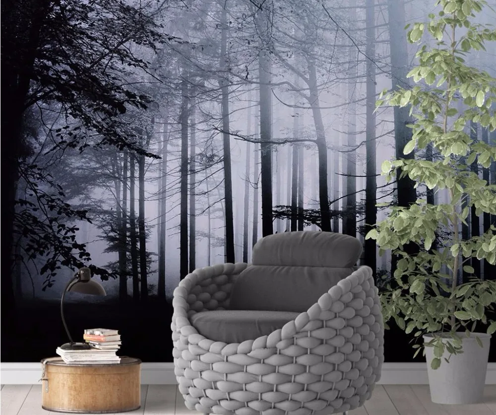Beibehang пользовательские обои Скандинавское настроение естественный стиль черный и белый лес олень ТВ диван фон стены фрески 3d обои
