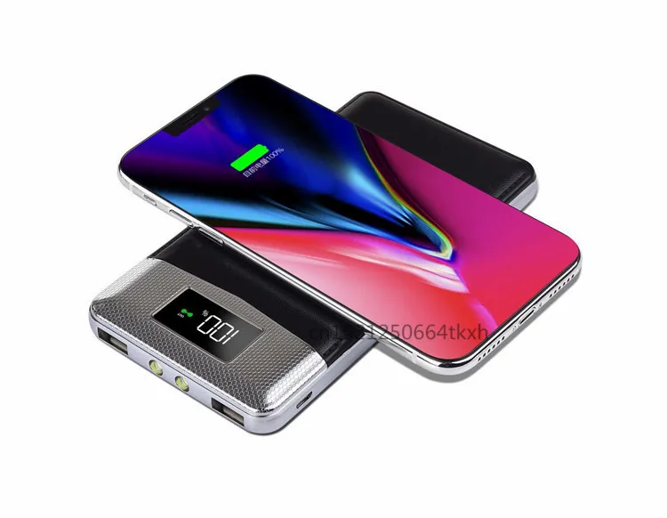 20000mah QI Wireless 2USB Ports Charger 5W Pad Power Bank Built-in Wireless Charging Universal  for iPhone 8 8plus X