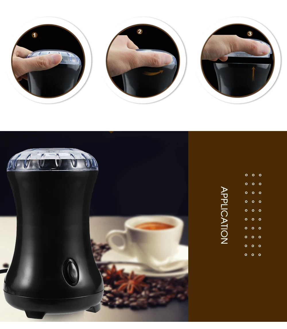 Günstig Haushalt 160W Elektrische Kaffeemühle Mini Küche Salz Pfeffer Grinder Leistungsstarke Spice Nüsse Samen Kaffee Bean Schleifen Maschine