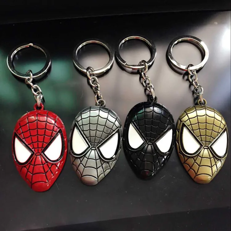 

FREE shipping by FEDEX 100pcs/lot Hot Metal Avengers 2 Spiderman Mask Keychains Novelty Keyrings Gifts for Promotion