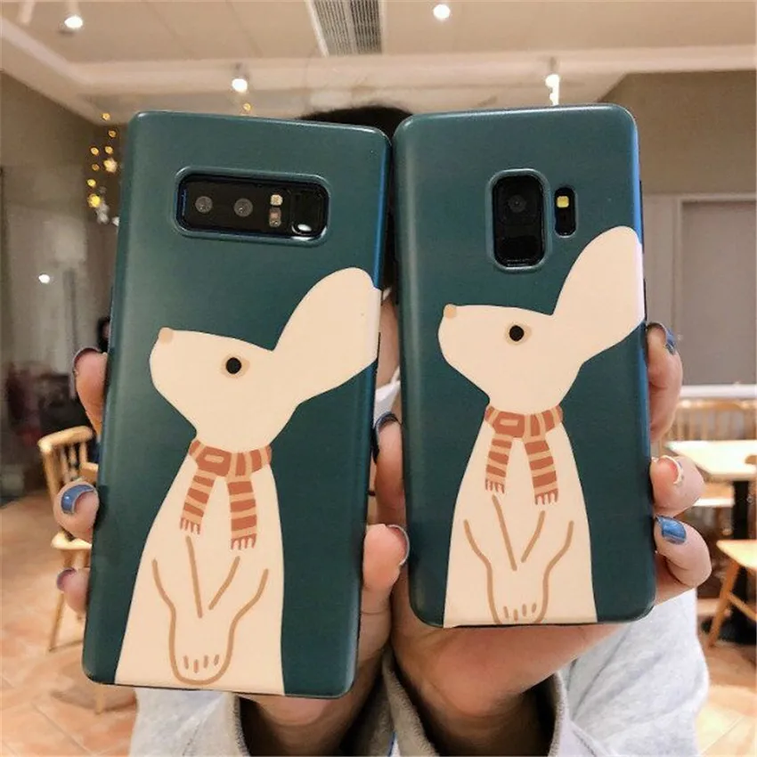 Полная задняя крышка для Samsung Galaxy S7 Edge S8 S9 Plus Note8 9 Капа Coque милый кролик в шарфе