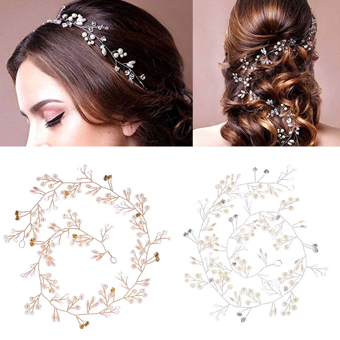 

2018 Jewelry Hair Accessories Bride Handmade Pearl Hair Strap 50cm Western Fashion Wedding Headpiece For Bride Hand Made Crown