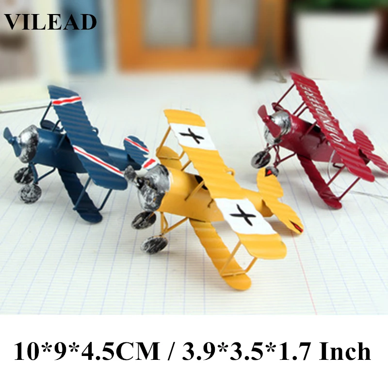 

Desk Decoration Iron Retro Airplane Figurines Metal Plane Model Vintage Glider Biplane Miniatures Home Decor Aircraft For Kids