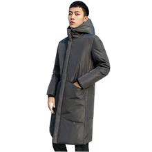 Мужские свободные хлопковые пальто размера плюс, длинные толстые пуховые хлопковые парки с капюшоном, осенне-зимняя мужская повседневная верхняя одежда, хлопковые куртки FP1144