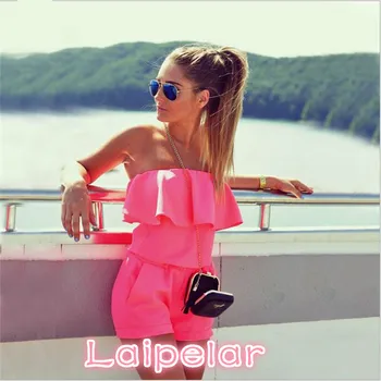 

Laipelar Dresses Womens Beach Summer Women Fashion Casual Ruffles Strapless Waist Tightening Candy Color Womens Dress 060