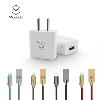 

Mcdodo Mini Travel Charger 2.1A+Zinc Alloy Lightning to USB Cable for iPhone x xs xr max 8 7 plus Auto Disconnect Quick Charger