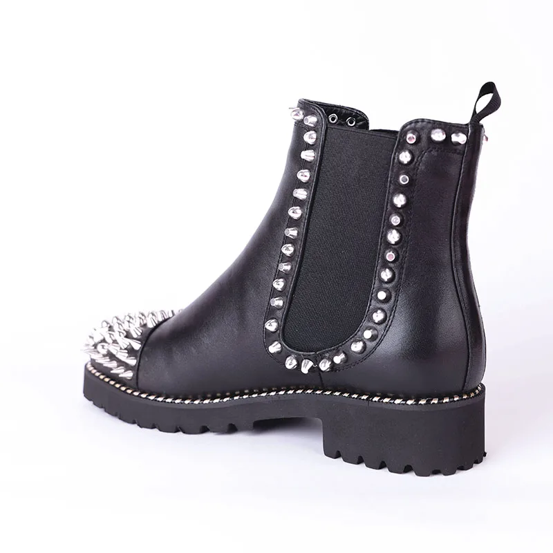 WETKISS Punk Women Ankle Stud Boots Round Toe Footwear Leather Female Boot Fashion Casual Thick Heels Shoes Woman Spring 2019 WETKISS Punk Women Ankle Stud Boots Round Toe Footwear Leather Female Boot Fashion Casual Thick Heels Shoes Woman Spring 2019