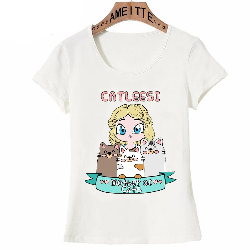 

Cute Anime Catleesi Kawai Mother Of Cats Print T-Shirt Summer Women Short Sleeve Cartoon O-neck Soft Casual Tees Girl White Tops