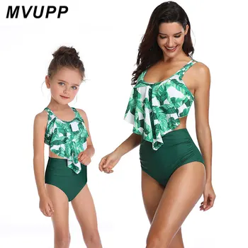 

family swimsuit for mother daughter matching clothes mommy and me swimwear outfits mom mama girl beach bohemian high wait bikini