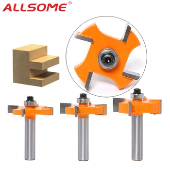 

ALLSOME T Shape 8mm Shank Milling Cutter Router Bit Set Wood Work Cutter Carbide Shank Mill Woodworking Carving Cutting Tools