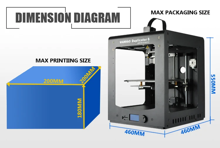 Новейший wanhao 6d плюс 3d принтер полная металлическая рамка Высокоточный 3d Принтер Комплект импримант импрессора стеклянная платформа wifi