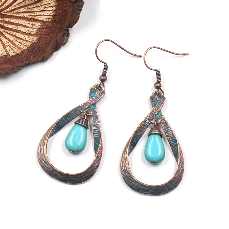 

Vintage Water Drop Stone Dangle Drop Earrings For Women Retro Long Statement Hanging Earring Lady Ear Hook Jewelry