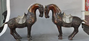 

christmas China bronze silver Feng Shui Auspicious Animal Dragon phoenix Horse Pair Statue halloween
