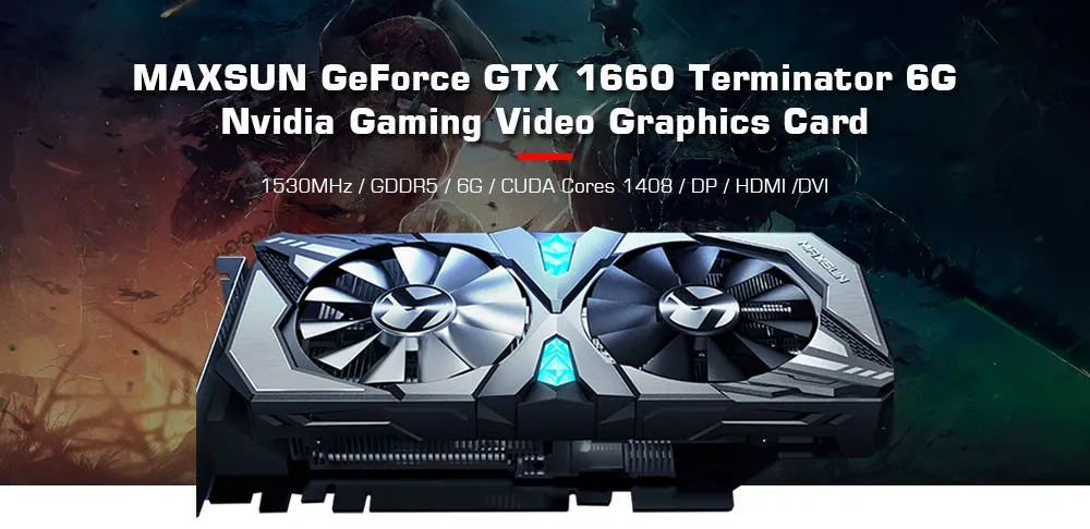 Оригинальная видеокарта MAXSUN GeForce GTX 1660 Terminator 6G для игр GDDR5 DP HDMI DVI